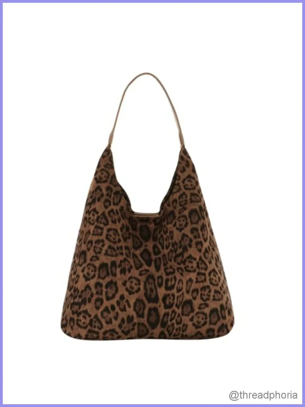 Faux Suede Leather Leopard Print Hobo Shoulder Bag Large Satchel Tote with